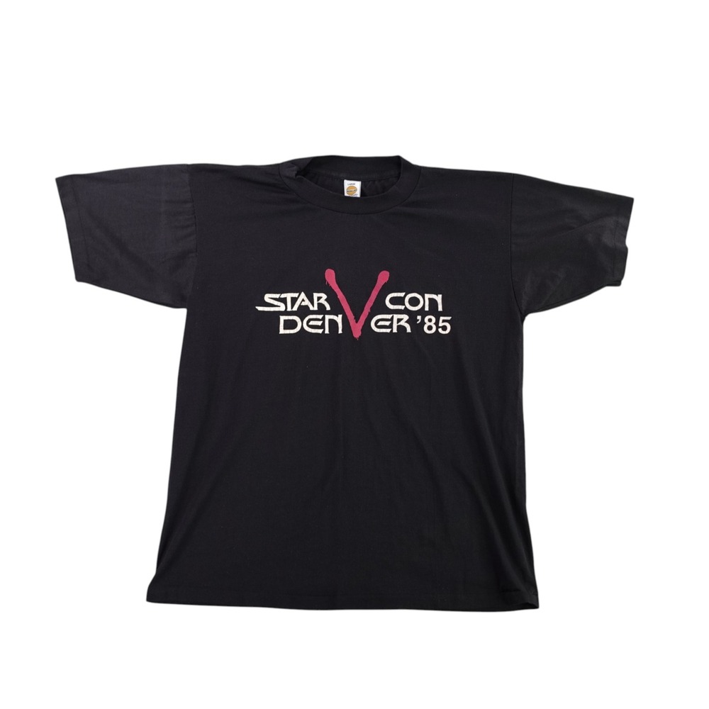 Medallion StarCon Denver 1985 T Shirt Men L Black V Sci Fi Single Stitch USA